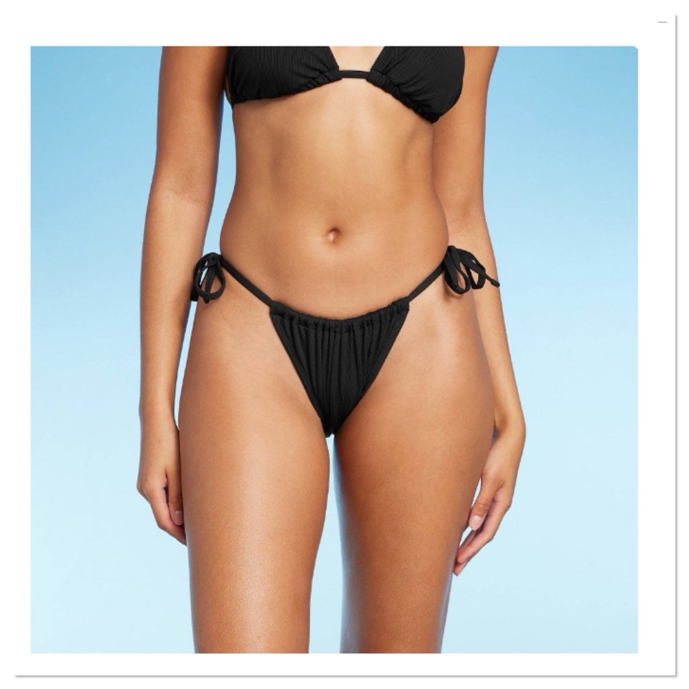 Shade & Shore Women’s Ribbed High Leg Side Tie Bikini Bottom